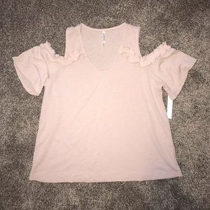 Blush Pink Cold Shoulder Blouse